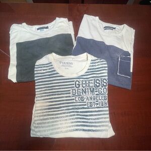 Men’s Cotton T-shirts bundle of 3 French Connection & Guess Vintage Y2K Sz L